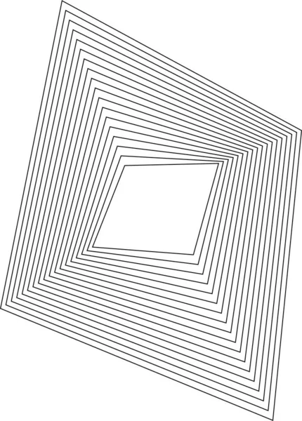 Sert kenarlı eşmerkezli kare çizgiler ve soyut geometrik akışı gösteren oyuk merkezli düzensiz şekil.