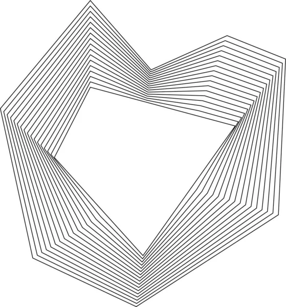 Eşmerkezli kare çizgiler ve açısal hareketli oyuk merkezli sert kenarlı çokgen öge.