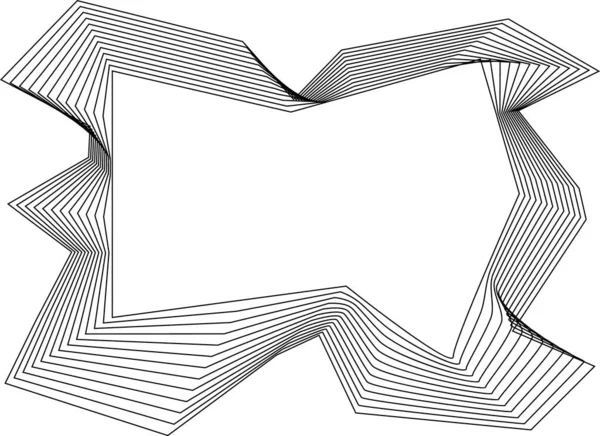 İçi boş bir merkez ve katmanlı geometrik hareket etrafında eşmerkezli kare çizgilerle oluşturulmuş katı düzensiz şekil.