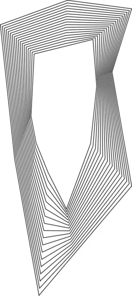 Minimalist eşmerkezli kare çizgiler ve içi boş merkezle oluşturulan serbest biçimli çokgen şekil.