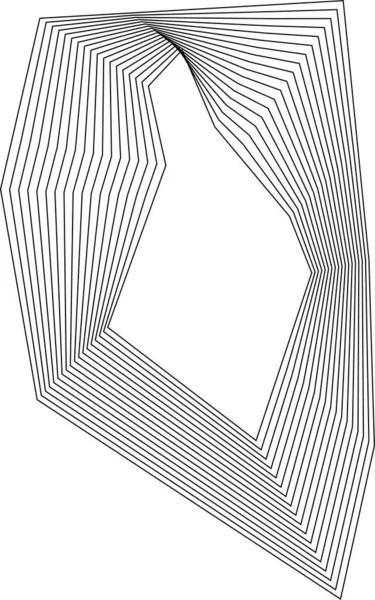 Katı çokgen şekil organik hatları ve içi boş merkezi ile eşmerkezli kare çizgiler tarafından oluşturulan katmanlı hareket oluşturur.