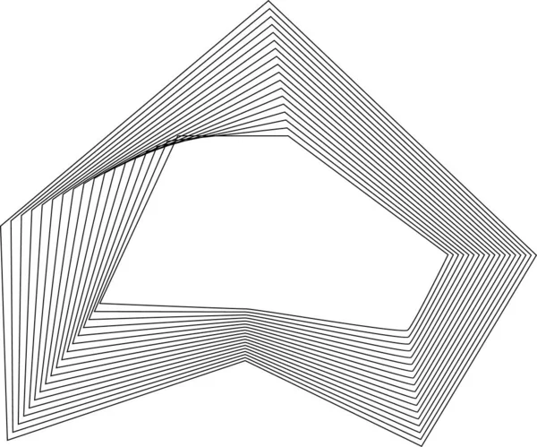 Keskin uçlu şekil, merkezinin içi boş ve açısal hatları olan eşmerkezli kare çizgilerden yaratıldı..