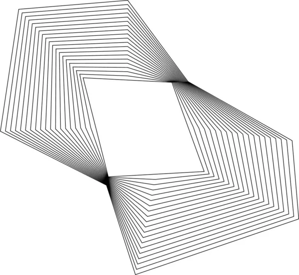 Konsantrik kare çizgiler ve açısal geometrik kontur ve hareketi gösteren oyuk merkezle oluşturulmuş soyut keskinlik biçimi.