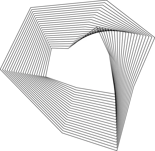 Açısal geometrik hareketle içi boş merkezi çevreleyen eşmerkezli kare çizgilerden oluşan keskin katı şekil.