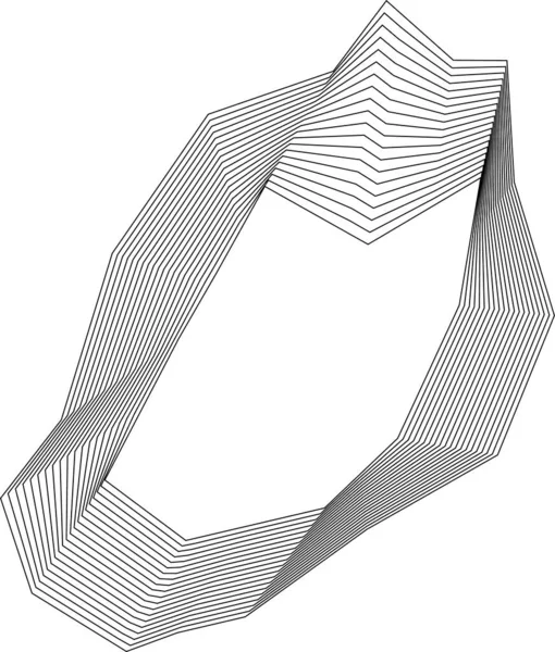 Düz eşmerkezli çizgileri olan uzatılmış çokgen şekil keskin geometrik kenarlı gerilmiş doğrusal tasarım yaratıyor.