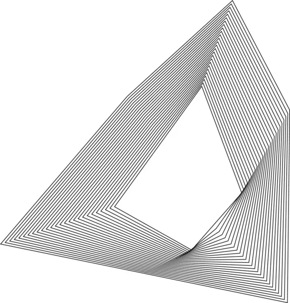 Keskin kenarlı üçgen şekilli, eşmerkezli çizgiler açılı hareketin doğrusal modelini ve hassas geometrik biçimi oluşturur..