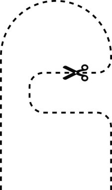 Kesme yolunu gösteren büyük ve küçük bir eğri ve makas simgesiyle çizilmiş bir çizgi.