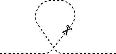 Nerede kesileceğini belirten döngülü bir yolu takip eden makas simgesi ile kesilmiş bir çizgi.