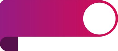 A 3D gradient rectangular ribbon with a rounded side and solid white circular element for infographic designs.