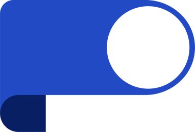 Yuvarlak kenarlı kısa mavi 3D dikdörtgen kurdele ve bilgi diyagramları için katı beyaz dairesel element.