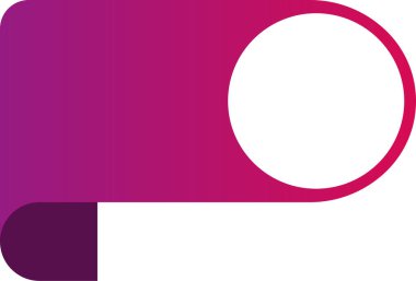 Gradyan dolgusu, yuvarlak tarafı ve bilgi düzeni için içi boş dairesi olan kısa bir 3 boyutlu dikdörtgen kurdele..