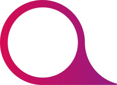 Bilgi dizaynları için beyaz merkezli ve gradyan dış dolgusu olan balon şeklinde bir dairesel etiket.