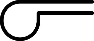 Dairesel şekil ve dışa doğru uzanan iki düz çizgi..