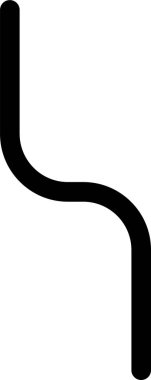 Pürüzsüz kıvrımlı çizgi, kalın dış hatlı ve basit biçimli..