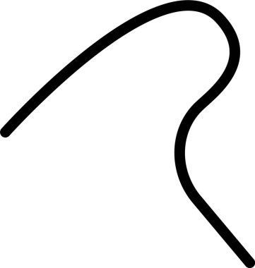 Kıvrımlı çizgi, kalın bir hatla kancaya benzer bir şekil oluşturuyor..