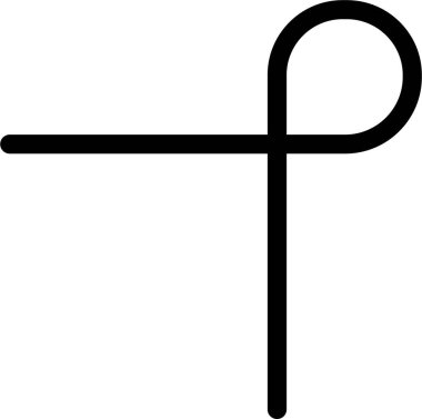 Bir döngü oluşturan çizgi, kalın bir dış hat ve geometrik şekil ile dik bir yön değiştirir..