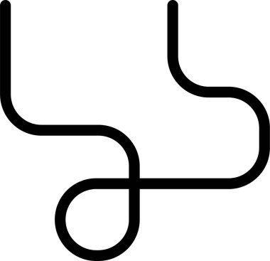 Çizgi, tek bir döngü ile çoklu kıvrımlar oluşturur, kalın bir dış hat ve geometrik şekil içerir.