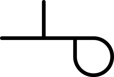 Bir döngü ve dik bir çizgi oluşturur, kalın bir dış hatla ve geometrik şekille..