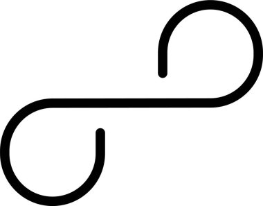 Çizgi iki zıt ve tamamlanmamış halka oluşturur, kalın bir dış hat ve geometrik şekil içerir.