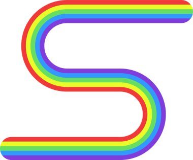 Gökkuşağı renkleriyle S biçimli eğri.