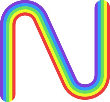 Gökkuşağı renkleriyle N biçimli eğri.