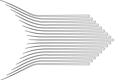 Çizgiler paralel çizgilere dönüşüyor, yönsel efekt için ok ucu şekli ile bitiyor.