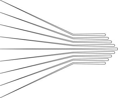Kesişen çizgiler düz paralel çizgilere doğru uzanıyor ve yön duygusu yaratıyor..