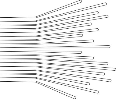 Düzensiz yolları olan radyasyonlu çizgiler dinamik ve asimetrik yayılma etkisi yaratır..