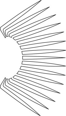 Radyasyon çizgileri dairesel bir düzenleme oluşturur, merkezi bir noktadan dışarıya doğru yayılır..