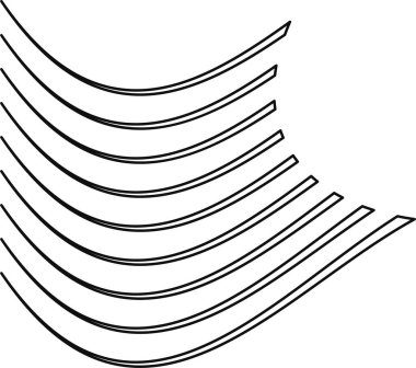 Düzensiz eğri paralel çizgiler dinamik ve asimetrik geometrik bir yapı oluşturur.