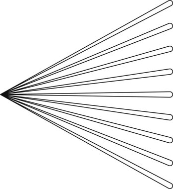 Çizgiler merkezi bir noktadan dışa doğru yayılarak dinamik enerjiyle geometrik desen oluştururlar..
