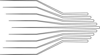 Paralel çizgiler dinamik ve katmanlı geometrik bir yapı oluşturan üç boyutlu bir etki yaratır..