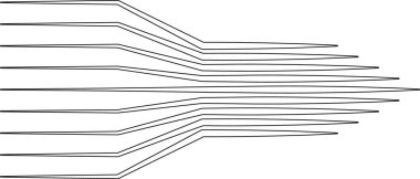 Paralel çizgiler yakınlaşır ve ilerler, dinamik ve yönlü bir geometrik tasarım oluşturur.