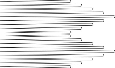 Paralel çizgiler bir tarafta iki üçgen, diğer tarafta bir dik kenar ile biter..