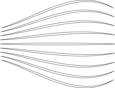 Paralel çizgiler dışa doğru yayılır ve şişer, cesur ve dinamik bir geometrik yapı oluşturur.