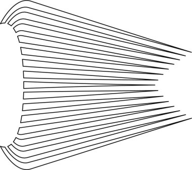 Paralel çizgiler oval bir şekil ile biter, düzgün bir geometrik desen oluşturur.