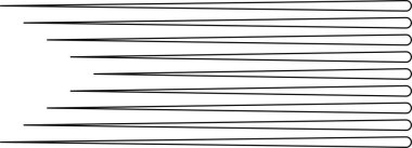 Paralel çizgiler üçgen kuyruklara yayılarak yönsel ve dinamik geometrik desen oluşturur.