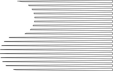 Paralel çizgiler bir tarafta bir dalga şekli diğer tarafta ise düz bir kenar ile biter..