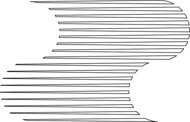 Paralel çizgiler her iki taraftaki dalga şekilleriyle sona erer ve akışkan bir geometrik tasarım oluşturur..