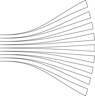 Yayılan çizgiler kalınlığı incelterek dinamik ve odaklanmış geometrik desen oluşturur..