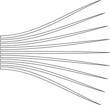 Yayılan çizgiler bir noktadan dışarıya doğru uzanarak yapılandırılmış geometrik bir bileşim oluşturur..