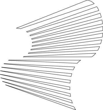 3B efektli dalga şeklindeki paralel çizgiler dinamik bir geometrik bileşim oluşturur.