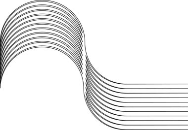 Dalga şeklindeki paralel çizgiler düz bir kenar ile biter ve dinamik geometrik bir yapı oluşturur..