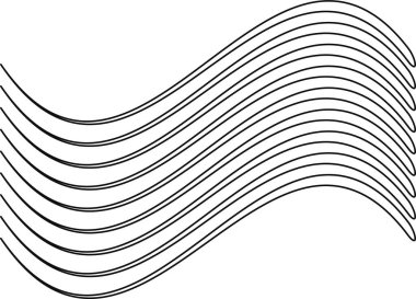 Paralel çizgiler dalga şekilleri oluşturur, ritmik ve dinamik geometrik desenler yaratır..