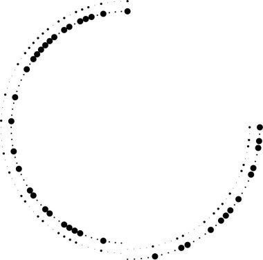 Dairesel noktalı kısa ışınlar çemberin çevresine yerleştirilmiş. Çeyrek kayıp ve merkezi boşluk var..