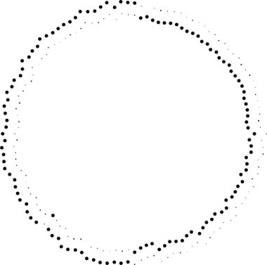 Dairesel noktalı düzensiz ışınlar içeride ve dışarıda, ortada büyük bir boşluk bırakarak.