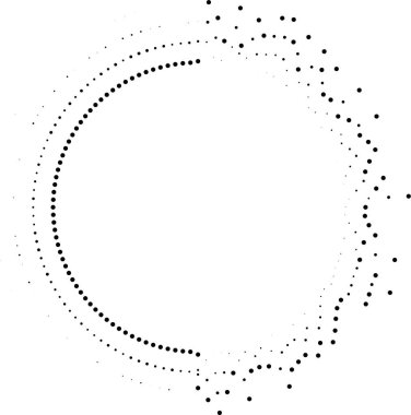 Merkezde büyük boş bir alanı çevreleyen dairesel noktalı düzensiz ışınlar..