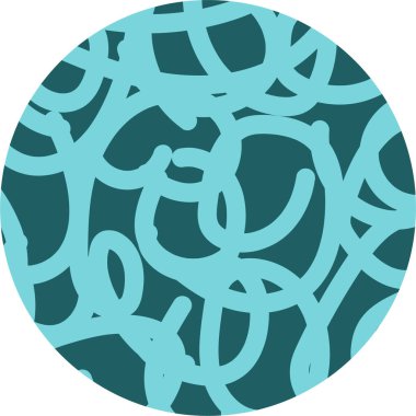 Kalın el çizimleri ve dağınık çizgileri olan dairesel tasarım..