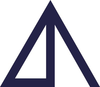 Üçgenlerin yarısına sahip soyut logo için üçgen simgesi, diğer yarısına ise açık kenar.