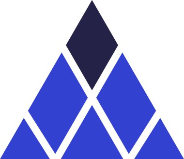 Eşkenar dörtgenler ve üçgenler tarafından oluşturulan logo için iki renk üçgen simgesi